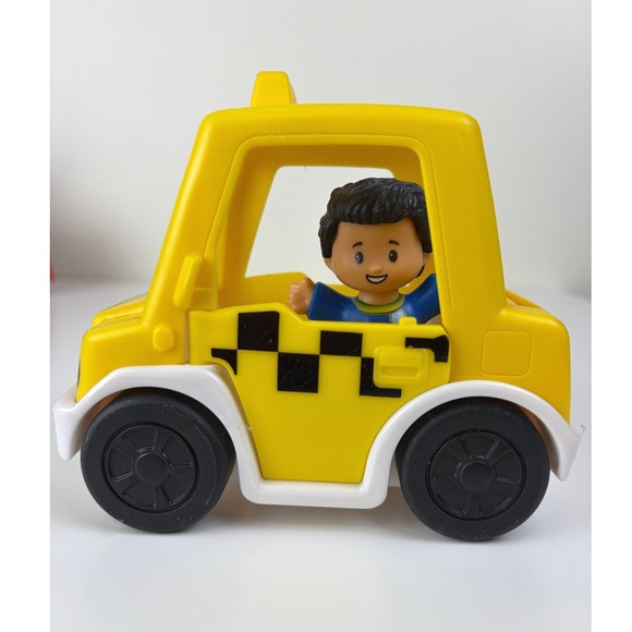 Fisher-Price Other - Fisher Price Little People Yellow Taxi Cab #123 w/ Driver & Suitcase Luggage Toy